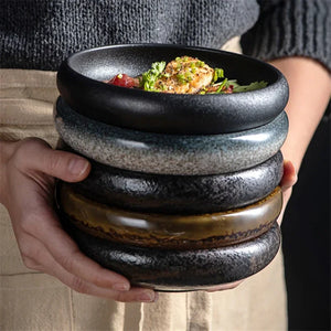 Rustic Japanese Small Plates | Asian Ceramic Round Plate and Bowls - 1 Pc