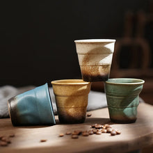 Load image into Gallery viewer, Crumpled Ceramic Espresso Cups | Cute Fun Small Coffee - 1 Pc