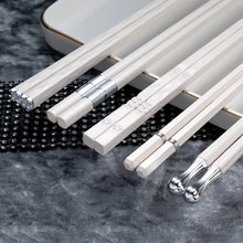 Load image into Gallery viewer, White Chinese Chopsticks | Non-Slip Alloy Luxury Utensils - 5 Pair Set