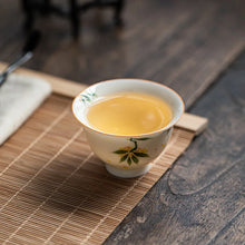 Load image into Gallery viewer, Floral Chinese Tea Cup | Hand Painted Ceramic Lotus Osmanthus Persimmon - 1 Pc