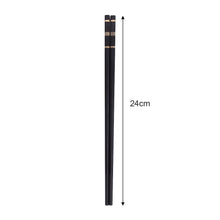 Load image into Gallery viewer, Black Metal with Gold Accent Non-Slip Luxury Chopsticks - 10 Pair Set