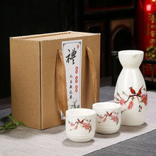 Load image into Gallery viewer, Japanese Painting Sake Set | Tokkuri Bottle and 2 Ceramic Cups - 3 Pc Set