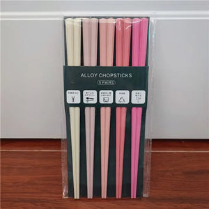 Blue Japanese Multicolor Chopsticks Set | Luxury Alloy - 5 Pairs