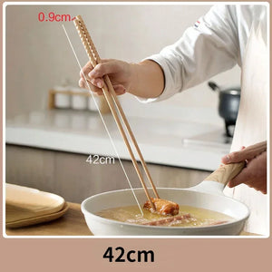 Extra Long Wooden Chopsticks | Beech Wood Chinese Anti-slip Cooking Utensils - 1 Pc