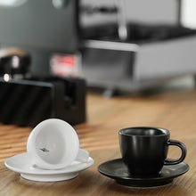 Load image into Gallery viewer, Black &amp; White Demitasse Cups and Saucers | Small Ceramic Espresso - 1 Set