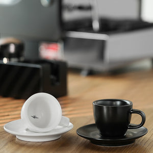 Black & White Demitasse Cups and Saucers | Small Ceramic Espresso - 1 Set