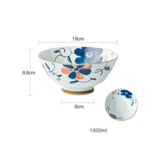 Load image into Gallery viewer, Blue &amp; White Ramen Bowl | Japanese Retro Ceramic Noodle Rice Donburi Bowls - 1 Pc