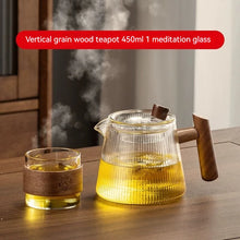 Load image into Gallery viewer, Glass Teapot with Spout and Wooden Handle | Matching Cup - 1 Set