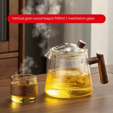 Load image into Gallery viewer, Glass Teapot with Spout and Wooden Handle | Matching Cup - 1 Set