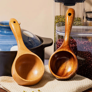 Large Thick Wooden Ladle | Japanese Asian Soup Spoons - 1 Pc