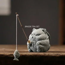 Load image into Gallery viewer, Grumpy Cat Fishing Tea Pet | Chinese Mascot Figurine - 1 Pc