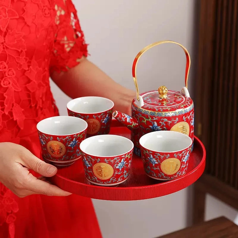 Chinese Wedding Tea Ceremony Set | Luxury Red/Gold - Shop Chopsticks Beautiful Chopsticks