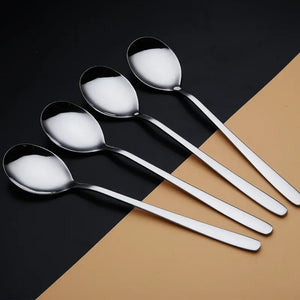 Korean Metal Asian Soup Spoon | Long Handle Stainless Steel - 1 PC