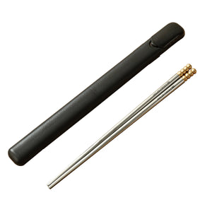 Gold Bead Silver Stainless Steel Metal Korean Portable Travel Chopsticks - 1/5/10 Pairs