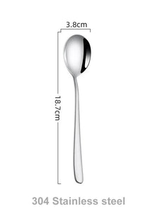 Korean Metal Asian Soup Spoon | Long Handle Stainless Steel - 1 PC