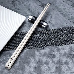 White Chinese Chopsticks | Non-Slip Alloy Luxury Utensils - 5 Pair Set