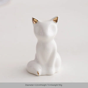 Cute White Cat Ring Holder | Ceramic Jewelry Rack - 1 Pc