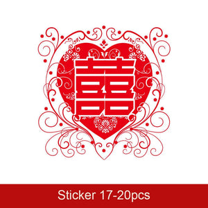 Traditional Chinese Red Wedding Stickers for Wall Door Decoration - 20 pcs