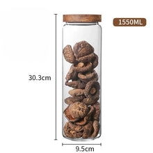 Load image into Gallery viewer, Glass Spice Jars with Dark Wood Lid | Sealed Tea Canister - 1pc