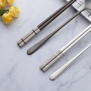 Korean Stainless Steel Metal Chopsticks & Spoon Set in Various Colors| 1 Pair Set