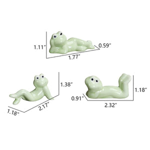 Laying Frog Ceramic Chopstick Holders | Funny Cutlery Stand Rest - 3 Pc Set