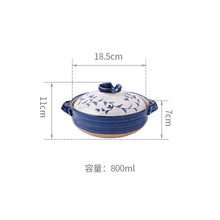 Load image into Gallery viewer, Blue White Donabe Pot | Japanese Ceramic Clay Rice Pots with Lid - 1 Pc