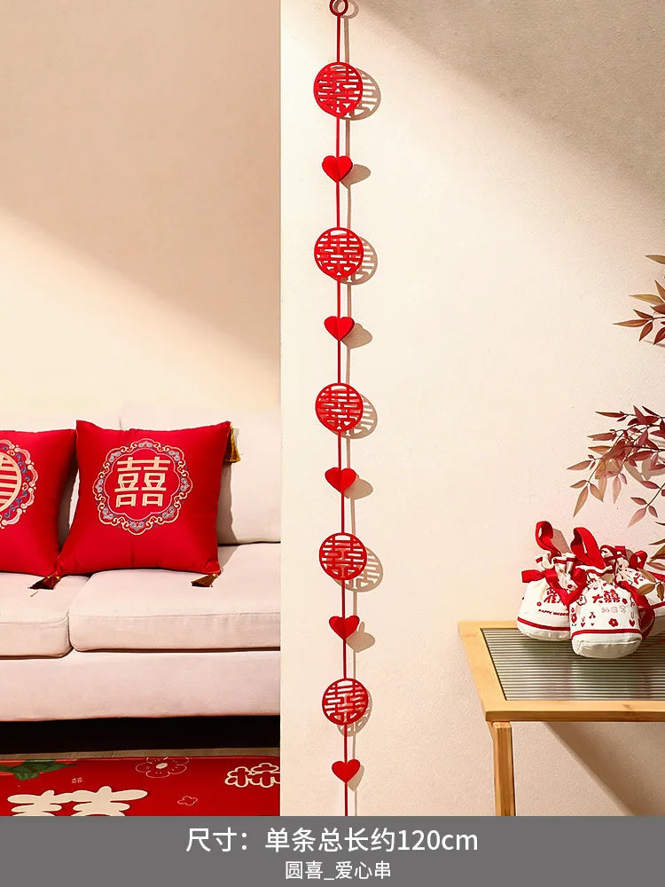 Hanging Wedding Decor | Chinese Vietnamese Happiness Ceremony - 6 pc Set