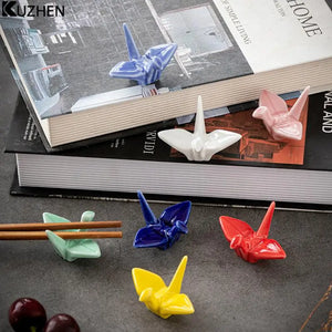 Cute Crane Chopstick Rest | Ceramic Animal Utensil Holder Accessories | 1 Pc