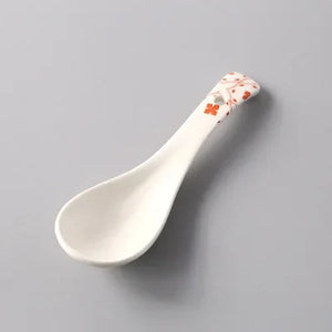 White Asian Soup Spoons | Classic Japanese Ceramic Spoon Tableware - 1 Pc