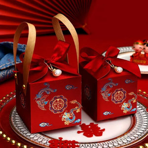 Red Chinese Wedding Decor Gift Boxes | Guest Wedding Favors - 20 PC Set