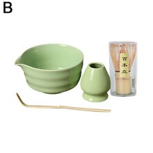 Load image into Gallery viewer, Green Japanese Matcha Set| Chawan Bowl with Bamboo Whisk Scoop and Holder - 4 Pc