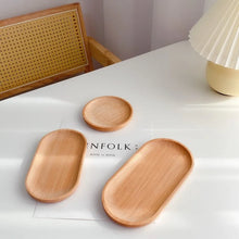 Load image into Gallery viewer, Small Walnut Wooden Serving Tray | Cute Wood Platters for Tea Food - 1 Pc