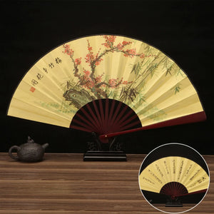 Yellow Japanese Fan | Traditional Hand Folding Display - 1 Pc