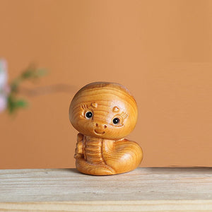 Mini Wood Carving Snake Figurine | Zodiac Chinese New Year Gift 2025 - 1 Pc