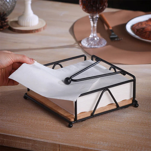 Flat Metal Napkin Holder for Table | Kitchen Paper Weighted Arm - 1 Pc