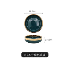 Load image into Gallery viewer, Gold Accent Soy Sauce Dish | Ceramic Japanese Small Seasoning Dish - 1 Pc