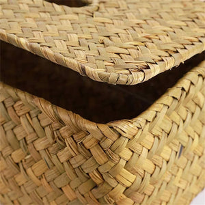 Bamboo Rattan Tissue Box Cover | Brown Paper Holder Dispenser - 1 Pc