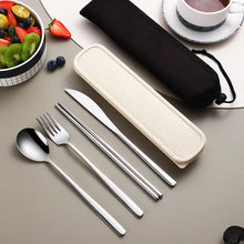 Load image into Gallery viewer, Metal Chopsticks Set with Spoon Fork in Travel Box and Portable Case