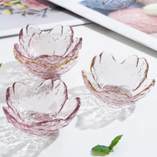 Load image into Gallery viewer, Japanese Sakura Glass Soy Sauce Dish | Cute Pink Small Dessert Plate - 3 Pc Set