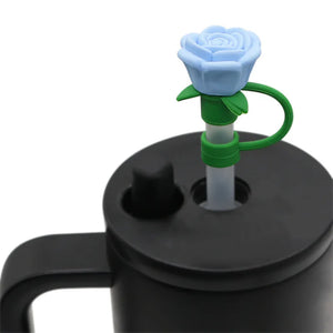 Rose Flower Straw Toppers | Silicone Stanley Cap Covers - 1 Pc