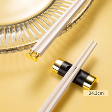 Load image into Gallery viewer, Elegant White &amp; Gold Metal Alloy Reusable Tableware Chopsticks | 5 Pair Set