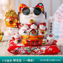 Load image into Gallery viewer, Lucky Cat Ceramic Display | Large Fortune Decoration Electric Wave Hand - 1 Pc