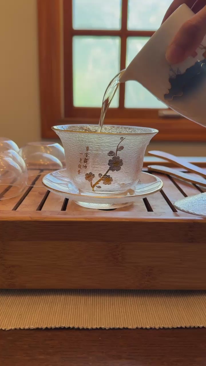 Luxury Glass Transparent Gaiwan Chinese Tea Cup | Bowl Lid Saucer