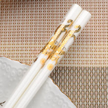 Load image into Gallery viewer, Gold Chinese Dragon Luxury Ceramic Chopsticks (1 pair)
