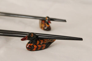 Dark Simple Flower Chopstick and Holder Luxury Gift Set (2 pairs)