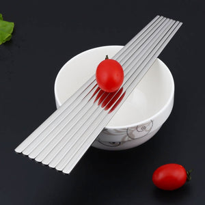 Contemporary Stainless Steel Silver Chopstick Set (5 pairs)
