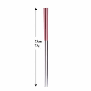 Silver and White Pink Black Stainless Steel Reusable Metal Chinese Contemporary Chopsticks| 1 Pair