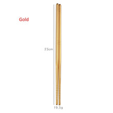 Load image into Gallery viewer, Gold Silver Pink Rainbow Chrome Reusable Stainless Steel Metal Chopsticks Non-Slip Novelty Chinese Chopsticks | 1 Pair