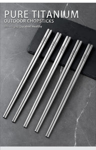 Titanium Chopsticks Set Tableware | Long Chopsticks for Camping Bushcraft Hiking Dinnerware Picnic Utensils