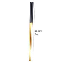 Load image into Gallery viewer, Gold and Black Chopsticks Stainless Steel Metal Reusable Chinese Luxury Contemporary | 5 Pair Set